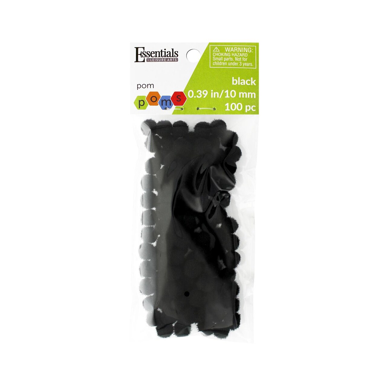 Essentials By Leisure Arts Pom Poms - Black -10Mm - 100 Piece Pom Poms Arts And Crafts Colored Pompoms For Crafts Craft Puff Balls For Crafts